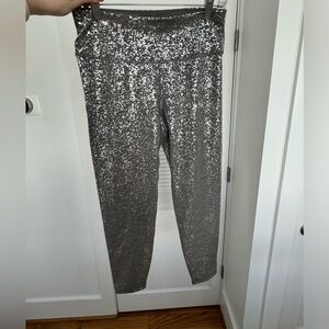 Sparkly gray leggings- womens medium